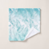 Mint Aqua White Tropical Leaves     Bad Handdoek (Wasdoekje)
