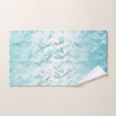Mint Aqua White Tropical Leaves     Bad Handdoek (Handdoek)