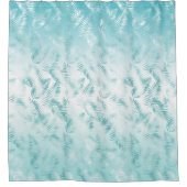 Mint Aqua witte tropische bladeren Douchegordijn (Voorkant)