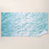 Mint Aqua witte tropische bladeren Strandlaken (Voorkant)