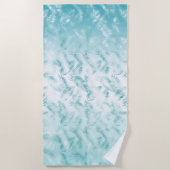 Mint Aqua witte tropische bladeren Strandlaken (Voorkant)