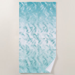 Mint Aqua witte tropische bladeren Strandlaken