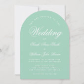 Mint Arch Eenvoudige Kalligrafie Modern Green Wedd Kaart (Voorkant)