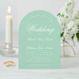 Mint Arch Eenvoudige Kalligrafie Modern Green Wedd Kaart