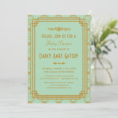 Mint Art Deco Baby shower Uitnodigt Kaart (Staand voorkant)