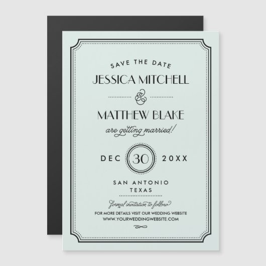 Mint Art Deco Save the Date (Voorkant / Achterkant)