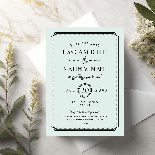  Mint Art Deco Save the Date