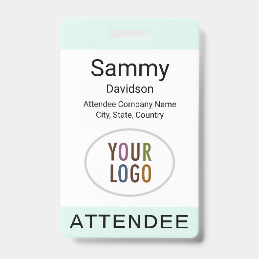 Mint Attendee Badge Event Logo Clip Lanyard Reel (Voorkant)