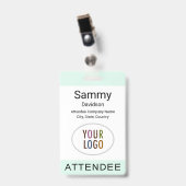 Mint Attendee Badge Event Logo Clip Lanyard Reel (Voorkant met clip)