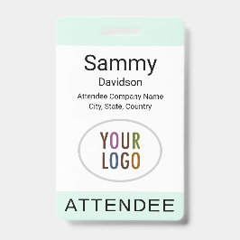 Mint Attendee Badge Event Logo Clip Lanyard Reel