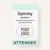Mint Attendee Badge Event Logo Clip Lanyard Reel (Voorkant)