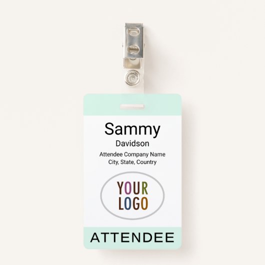 Mint Attendee Badge Event Logo Clip Lanyard Reel (Voorkant met clip)