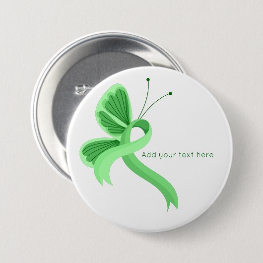 Mint Awareness Ribbon Butterfly Button (Voorkant /achterkant)