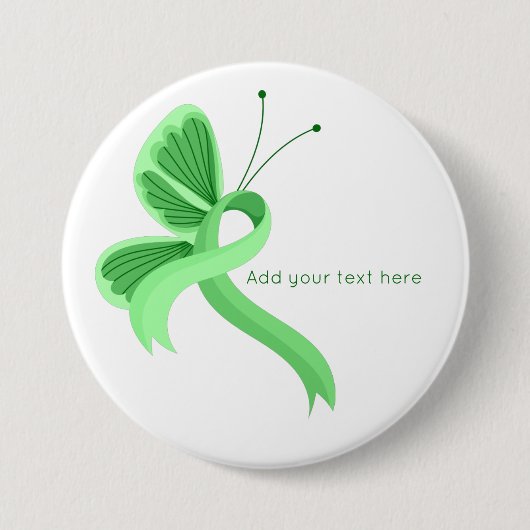 Mint Awareness Ribbon Butterfly Button (Voorkant)