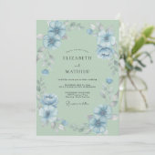 Mint Azure Bruiloft Kaart (Staand voorkant)