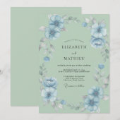 Mint Azure Bruiloft Kaart (Voorkant / Achterkant)