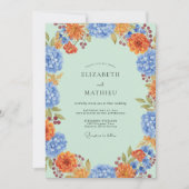 Mint Azure Hydrangea Eucalyptus Bruiloft Kaart (Voorkant)