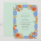 Mint Azure Hydrangea Eucalyptus Bruiloft Kaart (Voorkant / Achterkant)