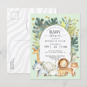 Mint baby boy douche Oerwoud safari dieren Uitnodiging Briefkaart