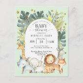 Mint baby boy douche Oerwoud safari dieren Uitnodiging Briefkaart (Voorkant)