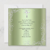 Mint Baby Girl of Boy Christening Baptism Cross Aankondiging (Achterkant)