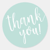 Mint Baby shower hand Lettert Dank u Manuscript Ronde Sticker (Voorkant)