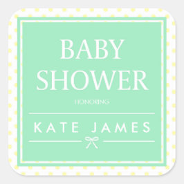 Mint Baby shower lint met gele stippen Vierkante Sticker