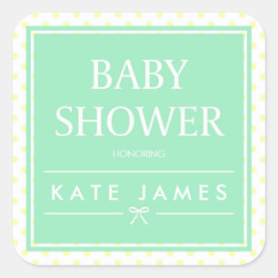 Mint Baby shower lint met gele stippen Vierkante Sticker