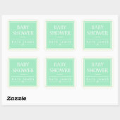 Mint Baby shower lint met gele stippen Vierkante Sticker (Vel)