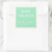 Mint Baby shower lint met gele stippen Vierkante Sticker (Tas)