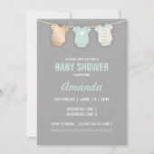 Mint Baby shower uitnodiging, waslijn thema Kaart (Voorkant)