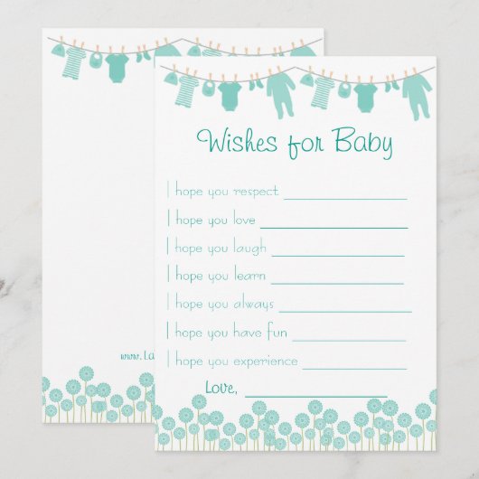 Mint Baby shower wenst Baby Kaart (Voorkant / Achterkant)