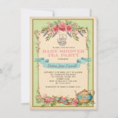 Mint  Baby Tea Party Bloementheepot Uitnodigen Kaart (Voorkant)
