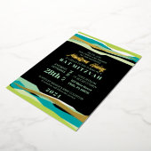 Mint Bar Bat Mitzvah Uitnodiging met Gold Foil (Gedraaid)
