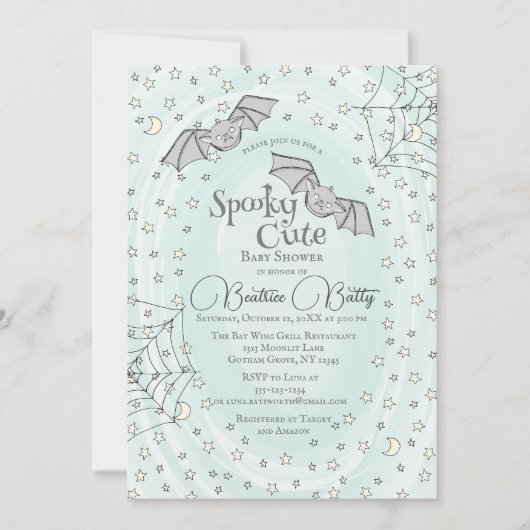 Mint Bats Spooky Schattige Baby shower Kaart (Voorkant)