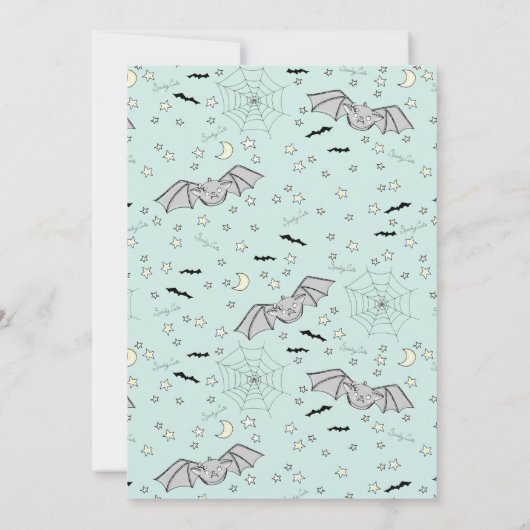Mint Bats Spooky Schattige Baby shower Kaart (Achterkant)