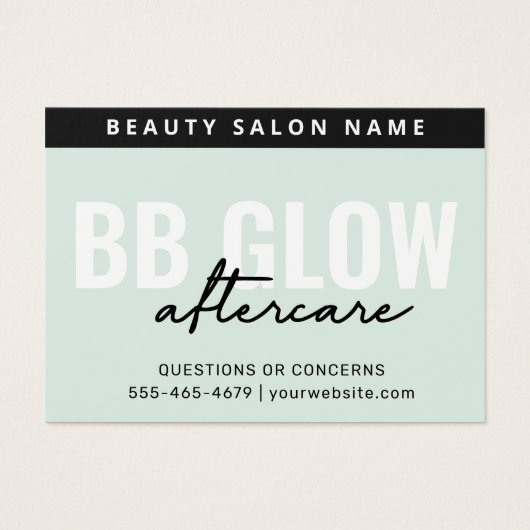 Mint BB Glow Facial After Care Instruction Kaart (Voorkant)