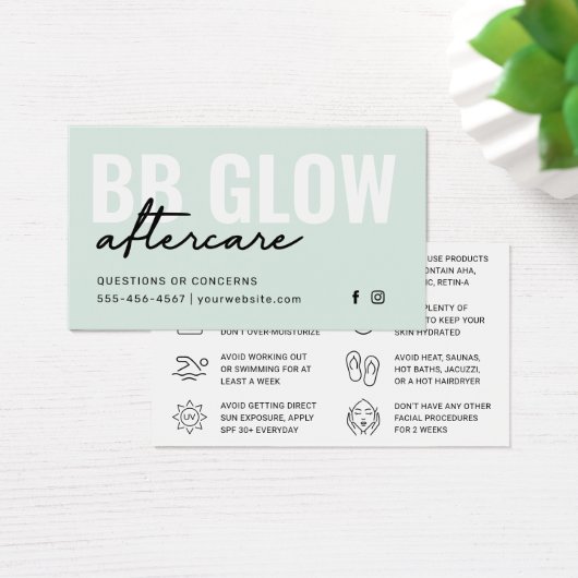 Mint BB Glow Facial Instruction Kaart (Bureau)