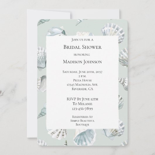 Mint Beach Ocean Sea Shells Vrijgezellenfeest Kaart (Voorkant)