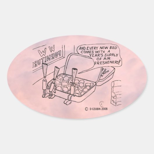 Mint Bed Oval Sticker (Voorkant)