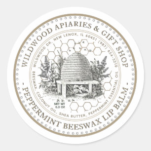 Mint Beeswax Lip Balm Skep in Mint Garden Ronde Sticker
