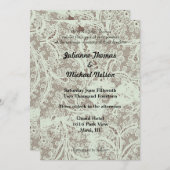 Mint Beige Faux Lace Floral Wedding Kaart (Voorkant / Achterkant)