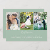 Mint beste dag ooit drie foto bruiloft dank u bedankkaart (Voorkant / Achterkant)