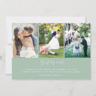 Mint Beste dag ooit drie Foto bruiloft Hartelijk d Bedankkaart