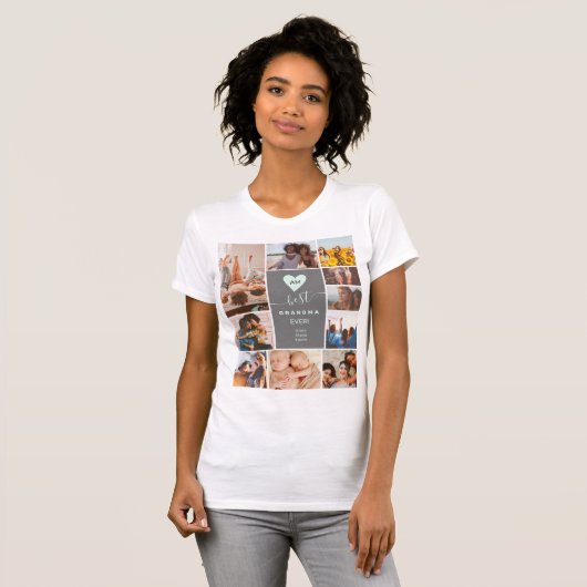 Mint Beste oma ooit 10 foto collage roosternamen T-shirt (Voorkant volledig)
