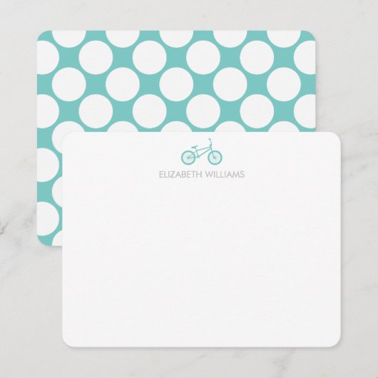 Mint Bicycle en grote Stippen Opmerkingskaarten Notitiekaartje (Voorkant / Achterkant)