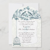 Mint Bird Cage Oak  Birds Scroll Wedding Kaart (Voorkant)