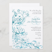 Mint Birds Swirls bruiloft uitnodigingen (Voorkant / Achterkant)