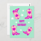 Mint Birthday Mint Westerne Boots Modern Women Cow Briefkaart (Voorkant / Achterkant)