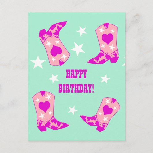 Mint Birthday Mint Westerne Boots Modern Women Cow Briefkaart (Voorkant)